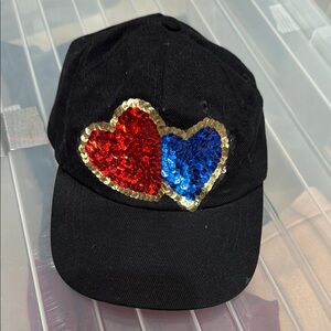Black Cap with Sequin Heart Design